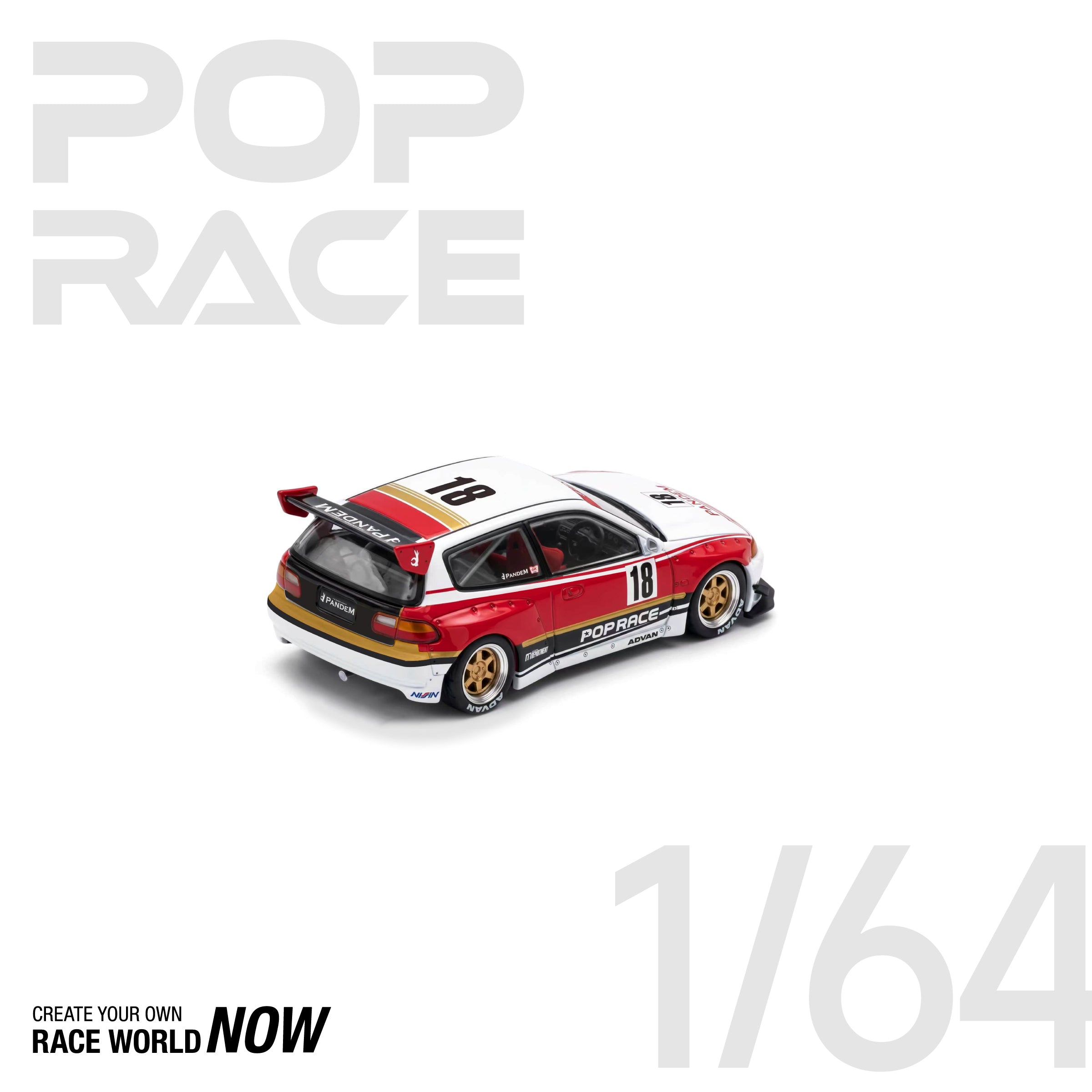 POP RACE 1/64 - PANDEM EG6 WHITE/RED