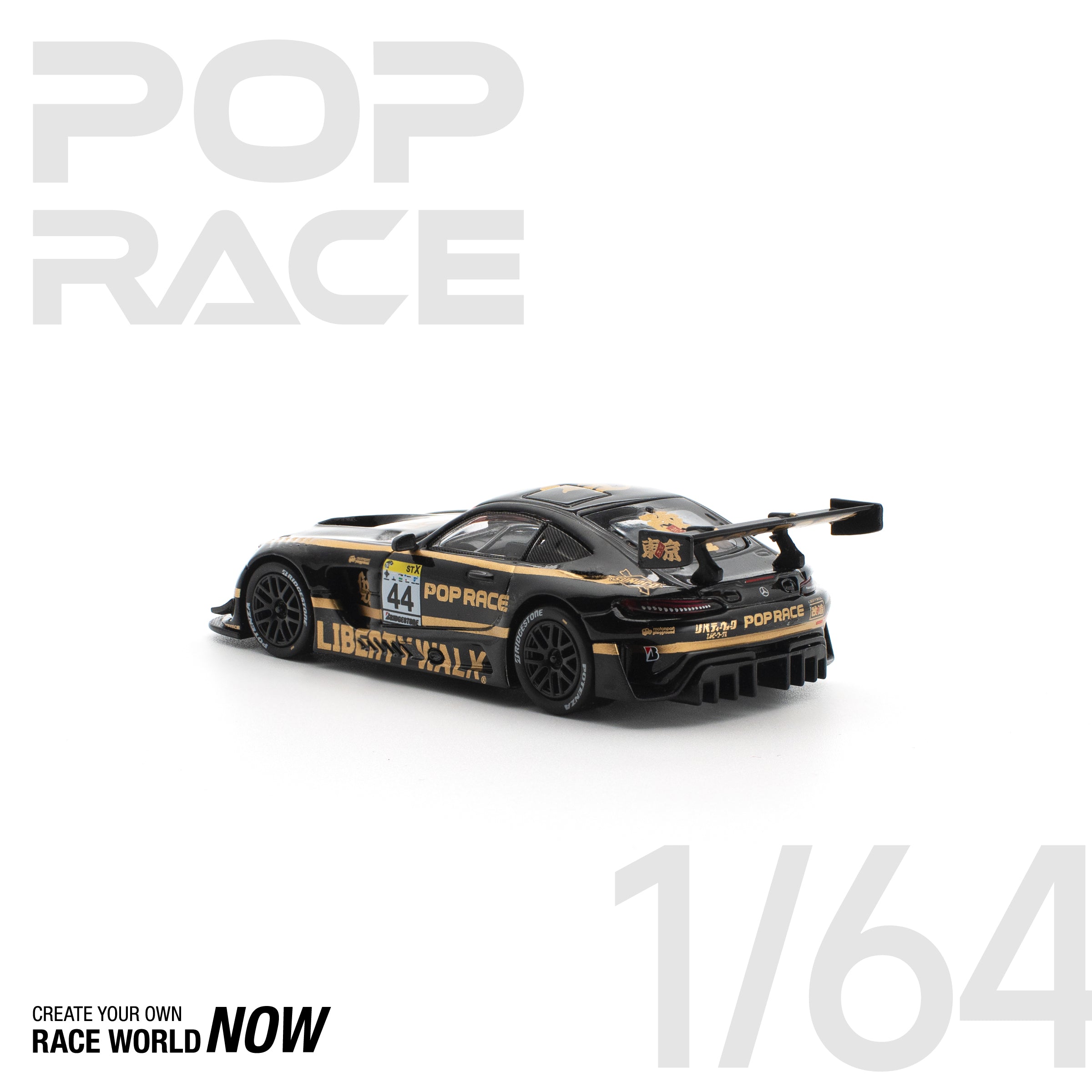 POP RACE 1/64 LBWK AMG GT3 EVO - BLACK NEW TOOLING