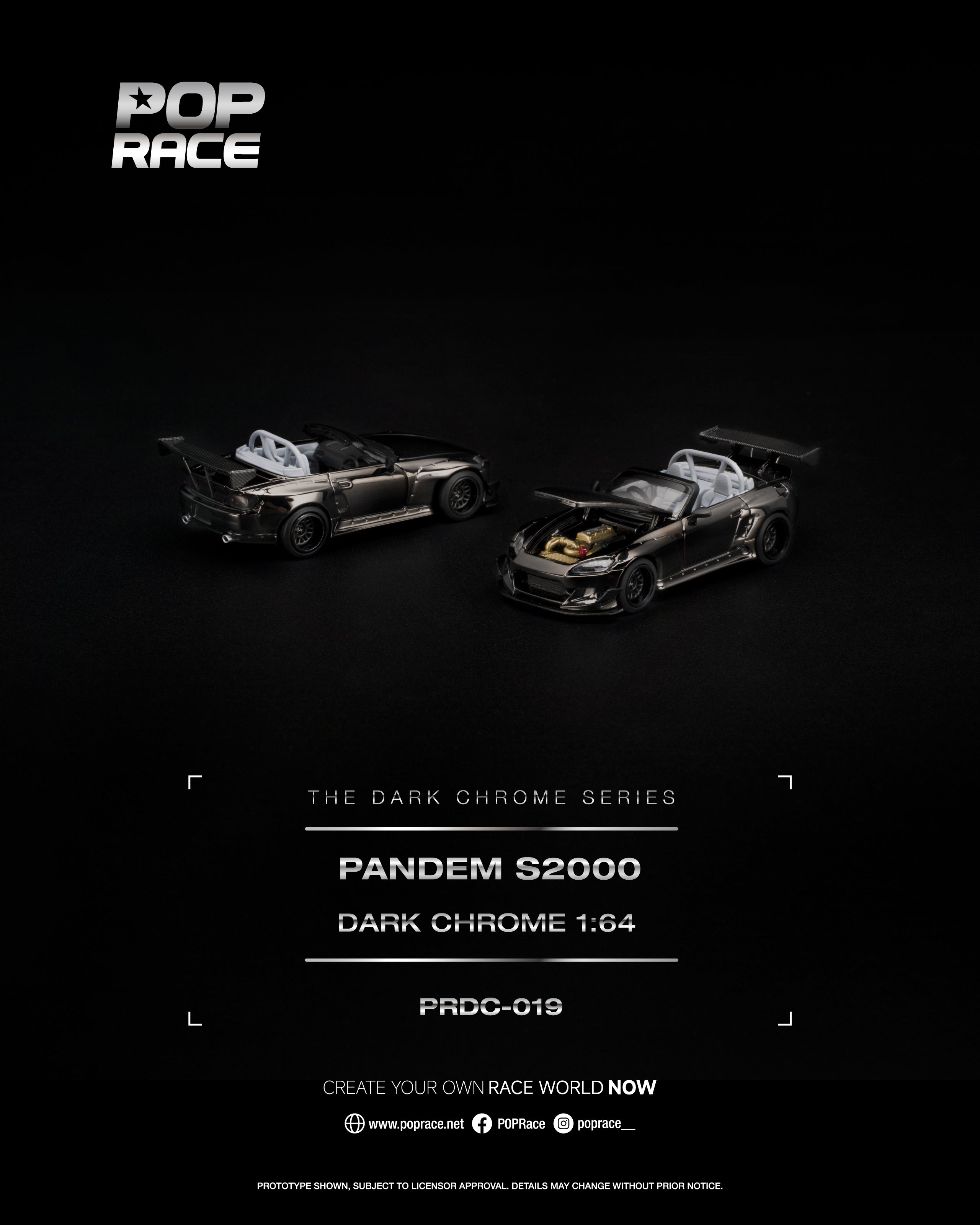 POP RACE 1/64 PANDEM S2000 DARK CHROME