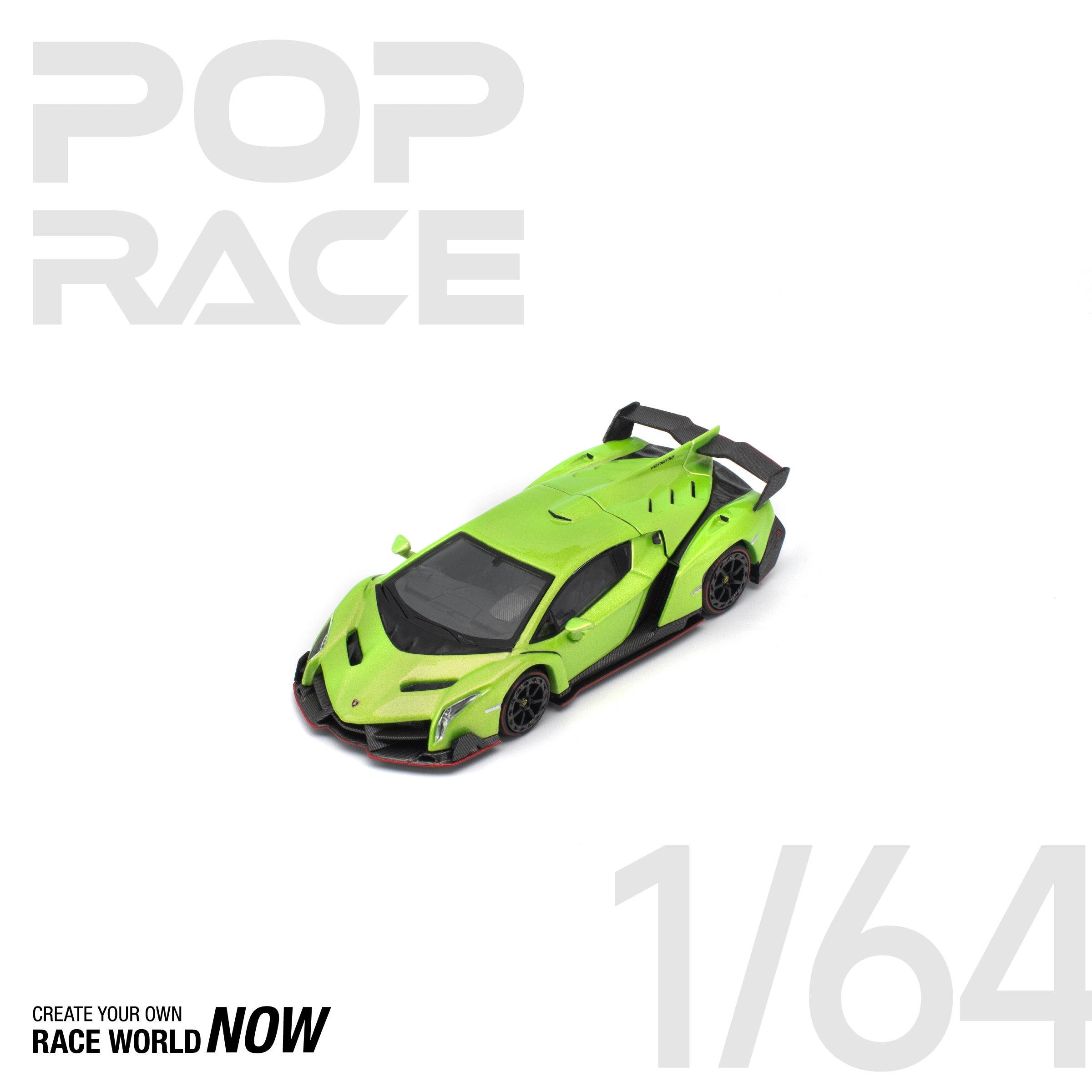POP RACE 1/64 - LAMBORGHINI VENENO VERDE ITHACA