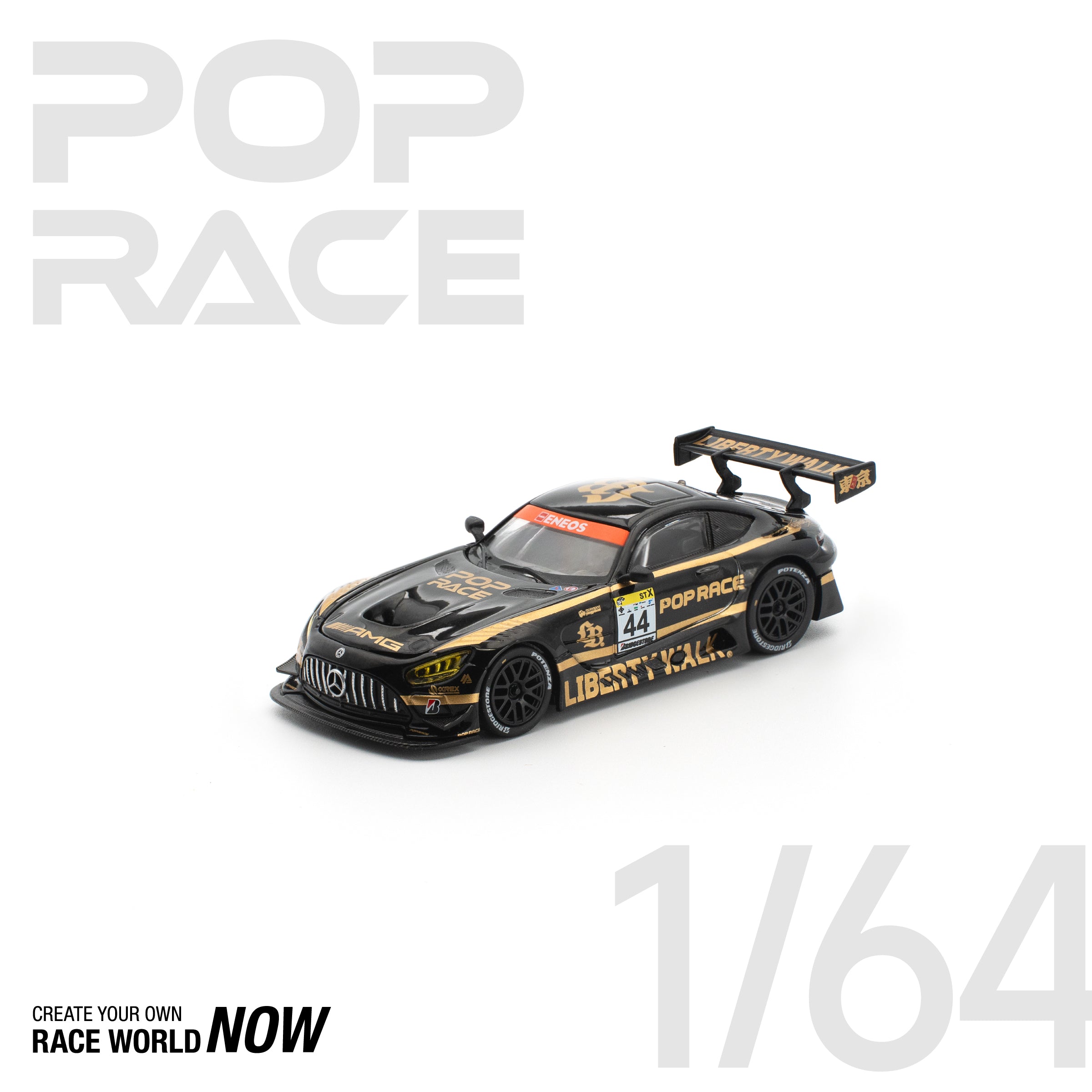 POP RACE 1/64 LBWK AMG GT3 EVO - BLACK NEW TOOLING