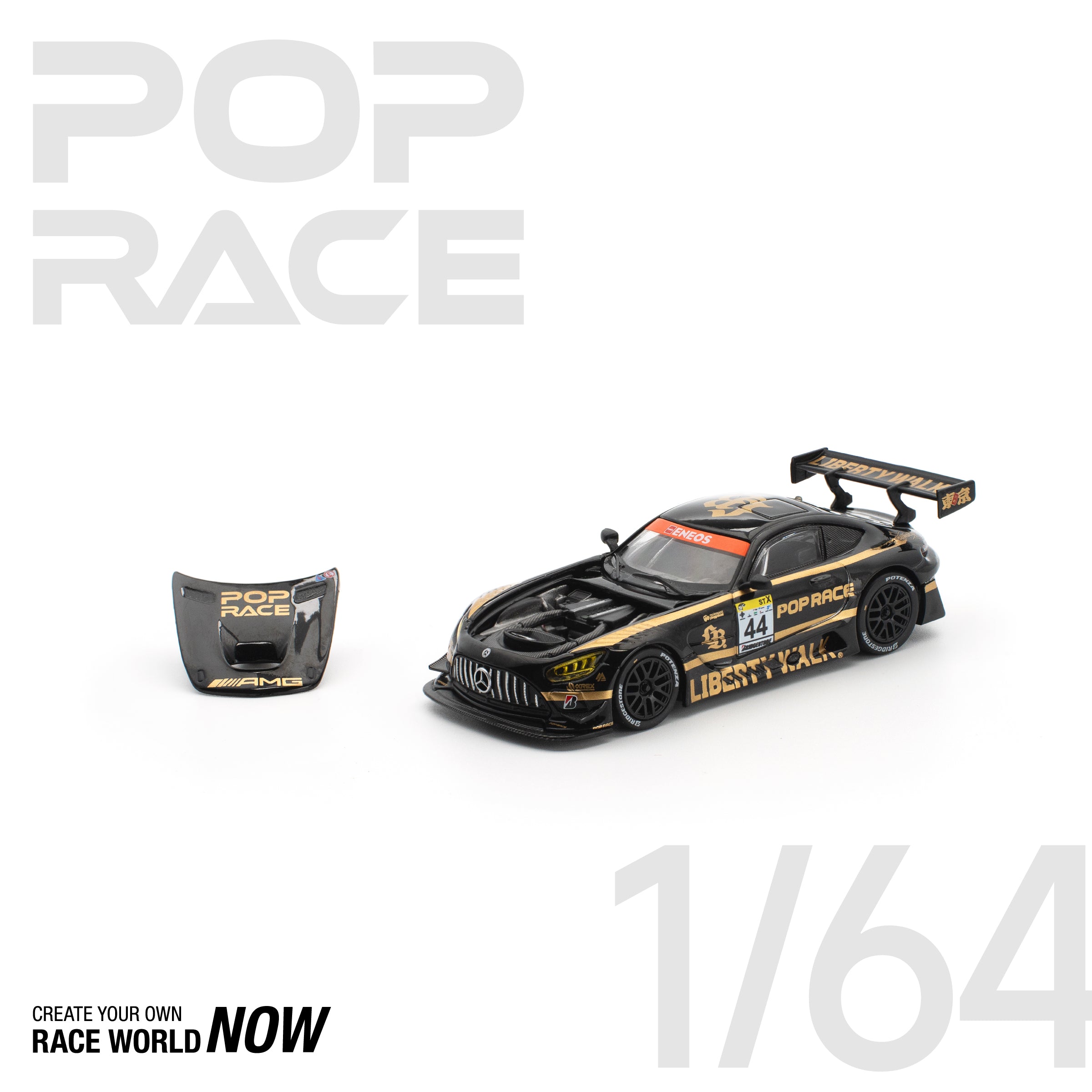 POP RACE 1/64 LBWK AMG GT3 EVO - BLACK NEW TOOLING