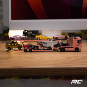 1/64 Shadow Pro 梅赛德斯-奔驰 Actros 双层拖车带雷克萨斯LFA #23 粉红猪合金模型车