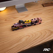 1/64 Shadow Pro 梅赛德斯-奔驰 Actros 双层拖车带雷克萨斯LFA #23 粉红猪合金模型车