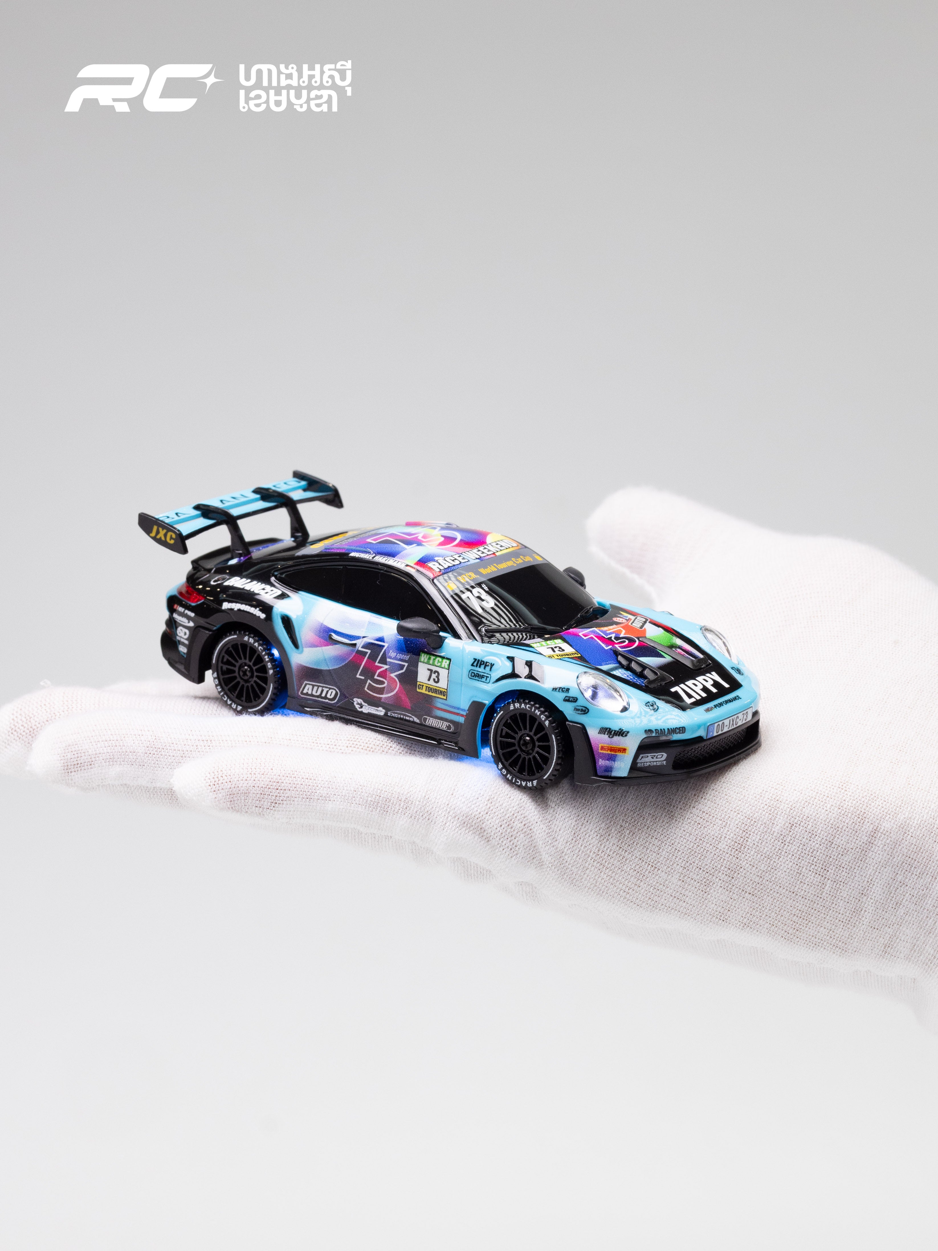 JXC 1/43 GT3 RS RC Blue Drift Car (Ready to Run, 4WD Gyro) (Copy)
