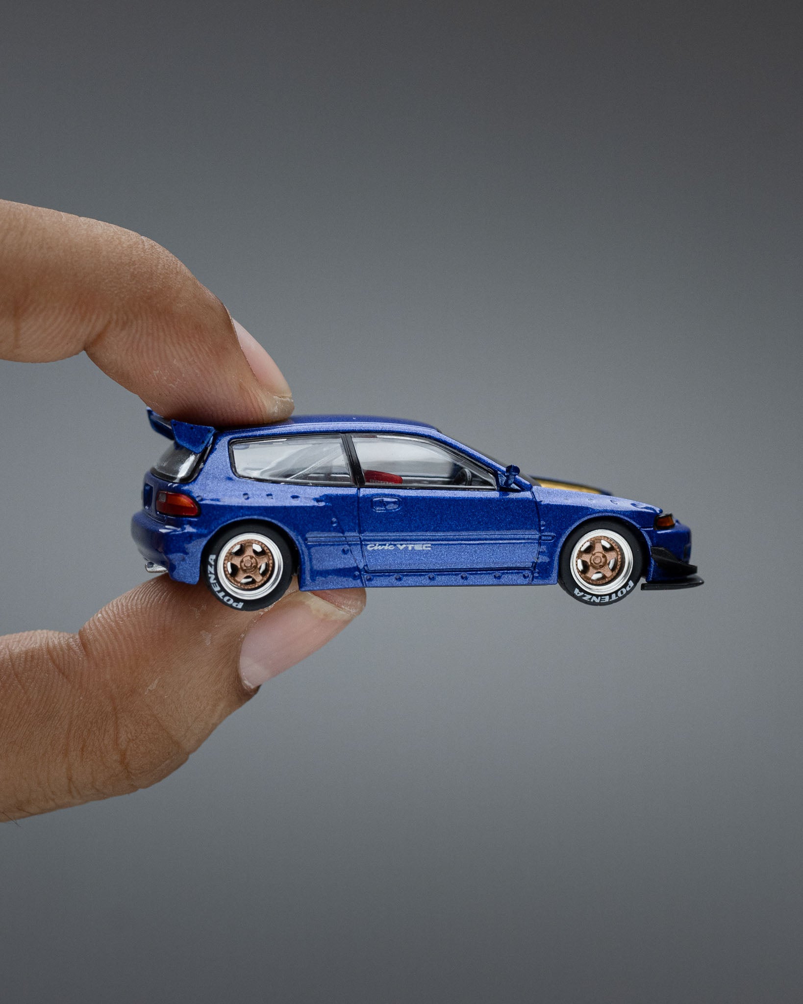 POP RACE 1:64 PANDEM CIVIC EG6 METALLIC BLUE WITH OPEN HOOD PR640174