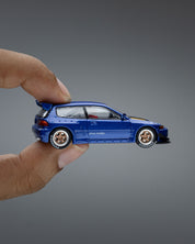 POP RACE 1:64 PANDEM CIVIC EG6 金属蓝带可开启引擎盖 PR640174