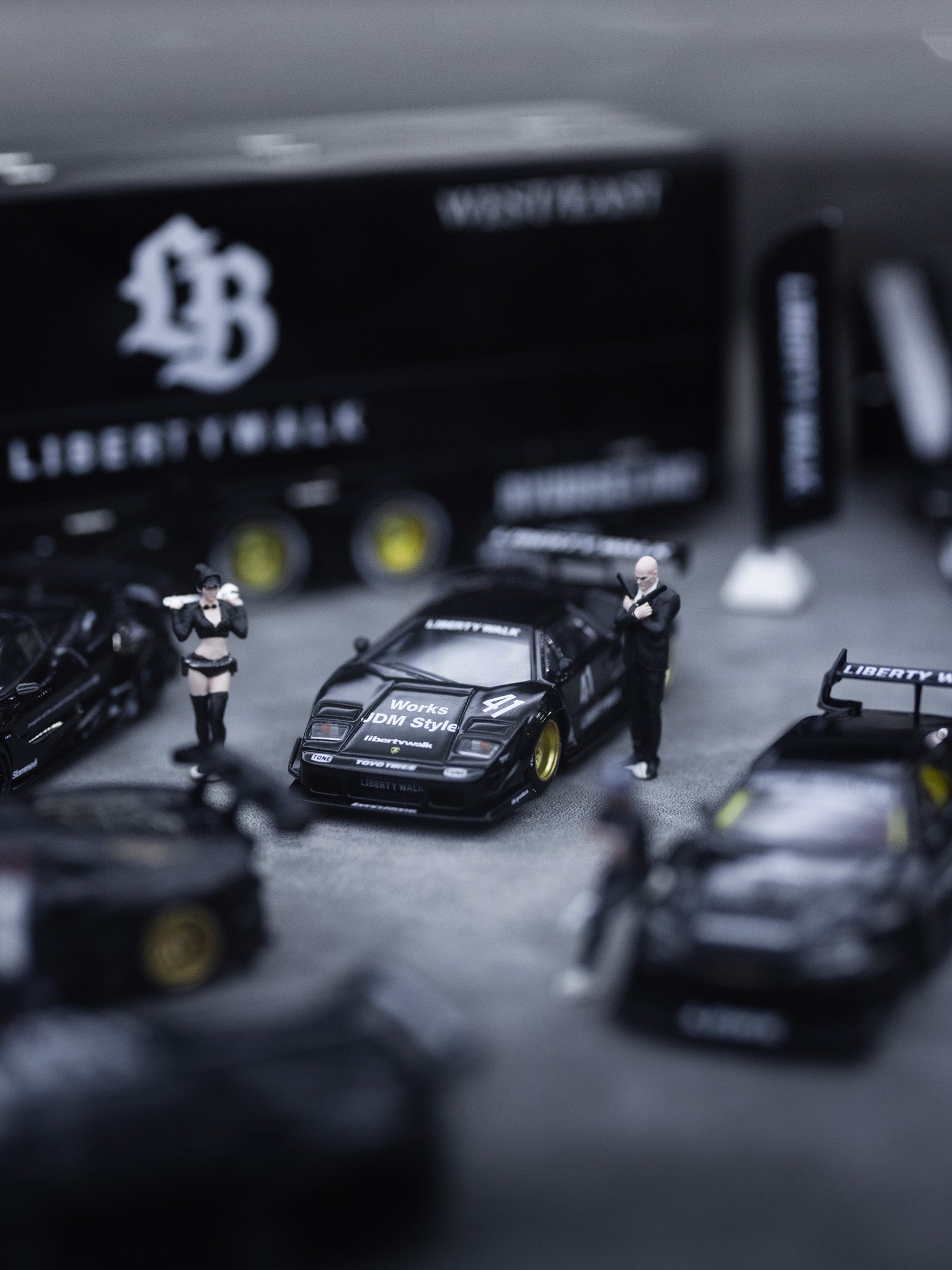 Liberty Walk 1/64 Matte Black Collection set