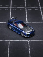 POP Race 1:64 MAZDA RX7 RE-AMEMIYA WIDEBODY - BLUE CHRO