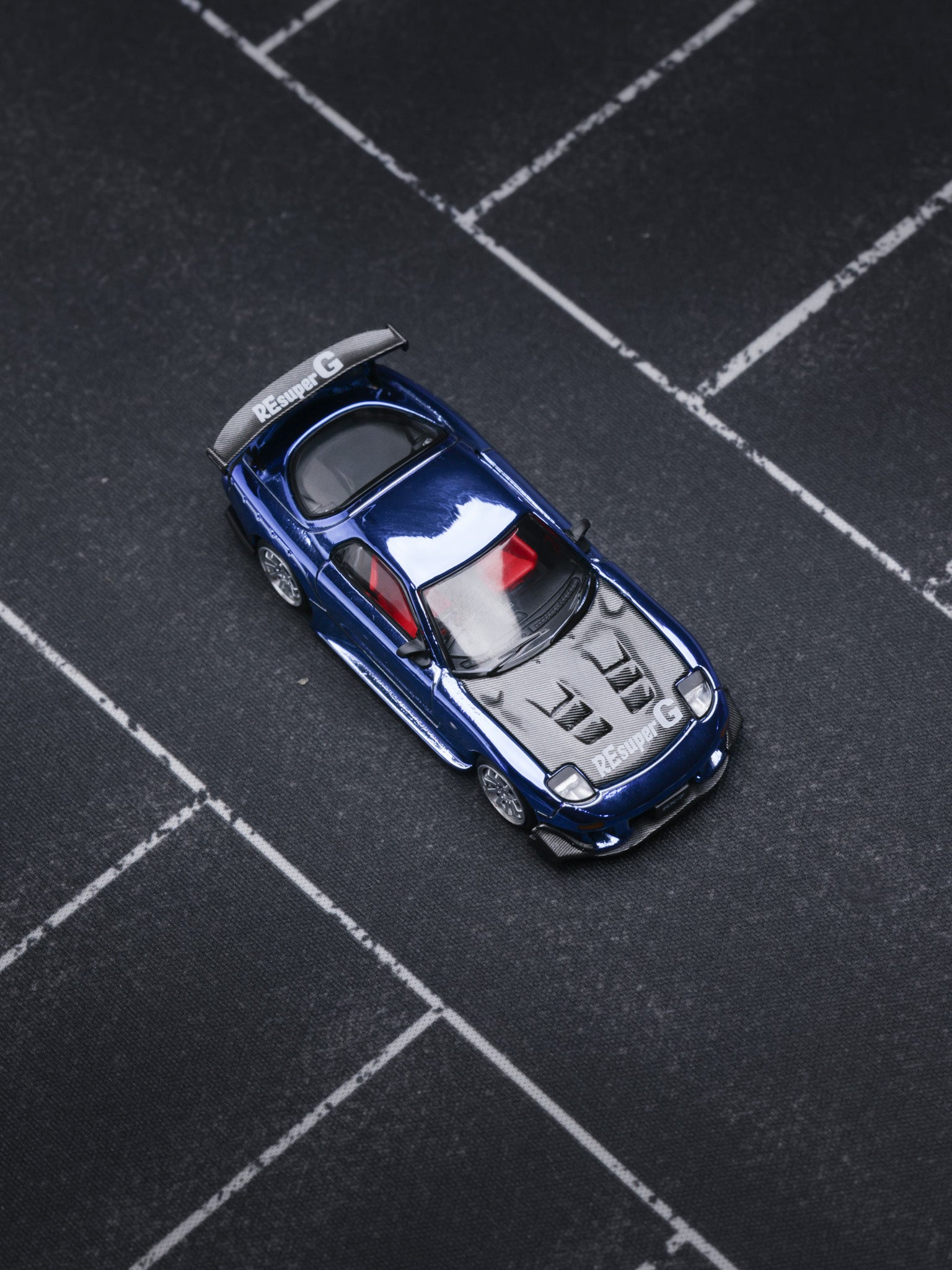 POP Race 1:64 MAZDA RX7 RE-AMEMIYA WIDEBODY - BLUE CHRO