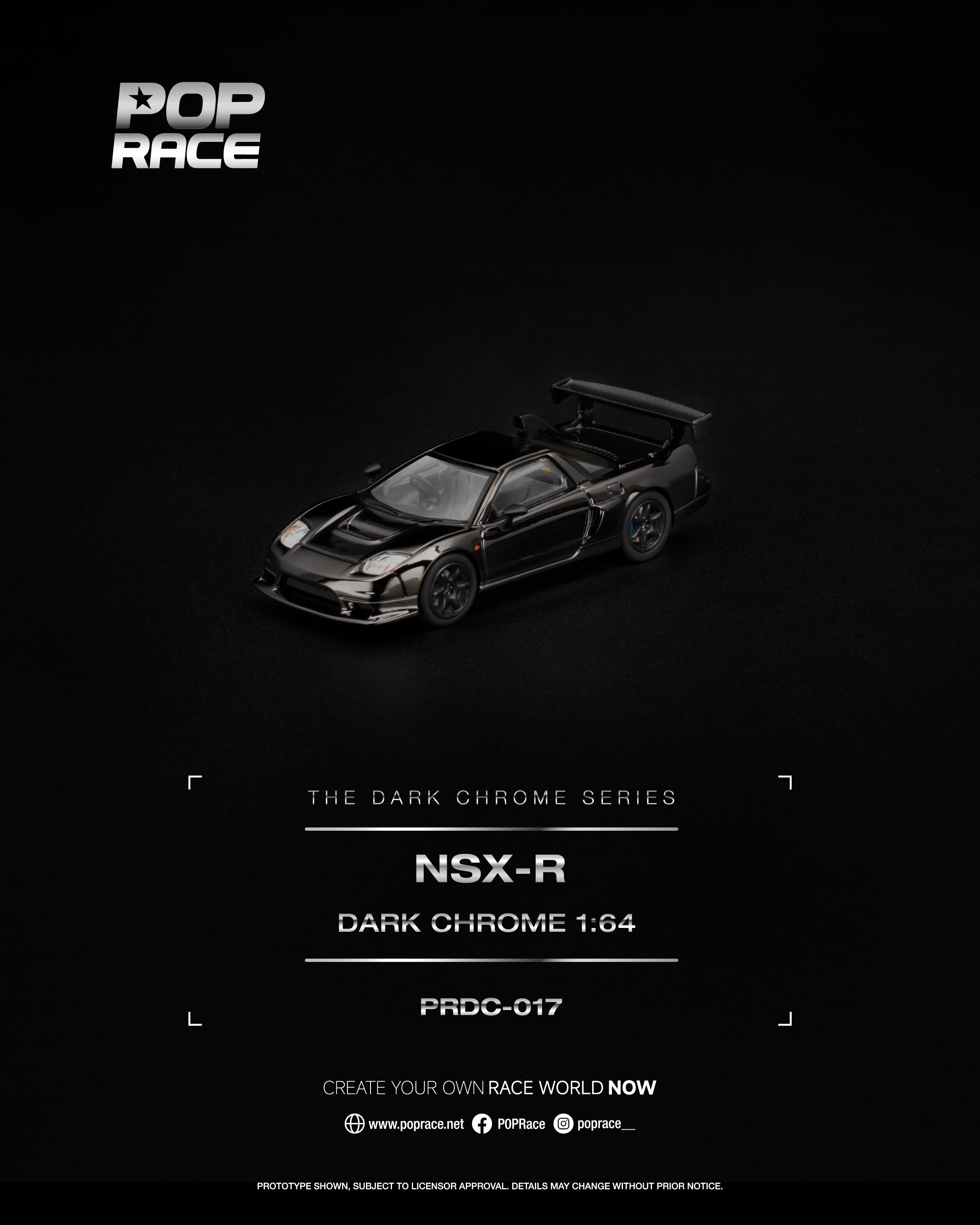 POP RACE 1/64 NSX-R DARK CHROME