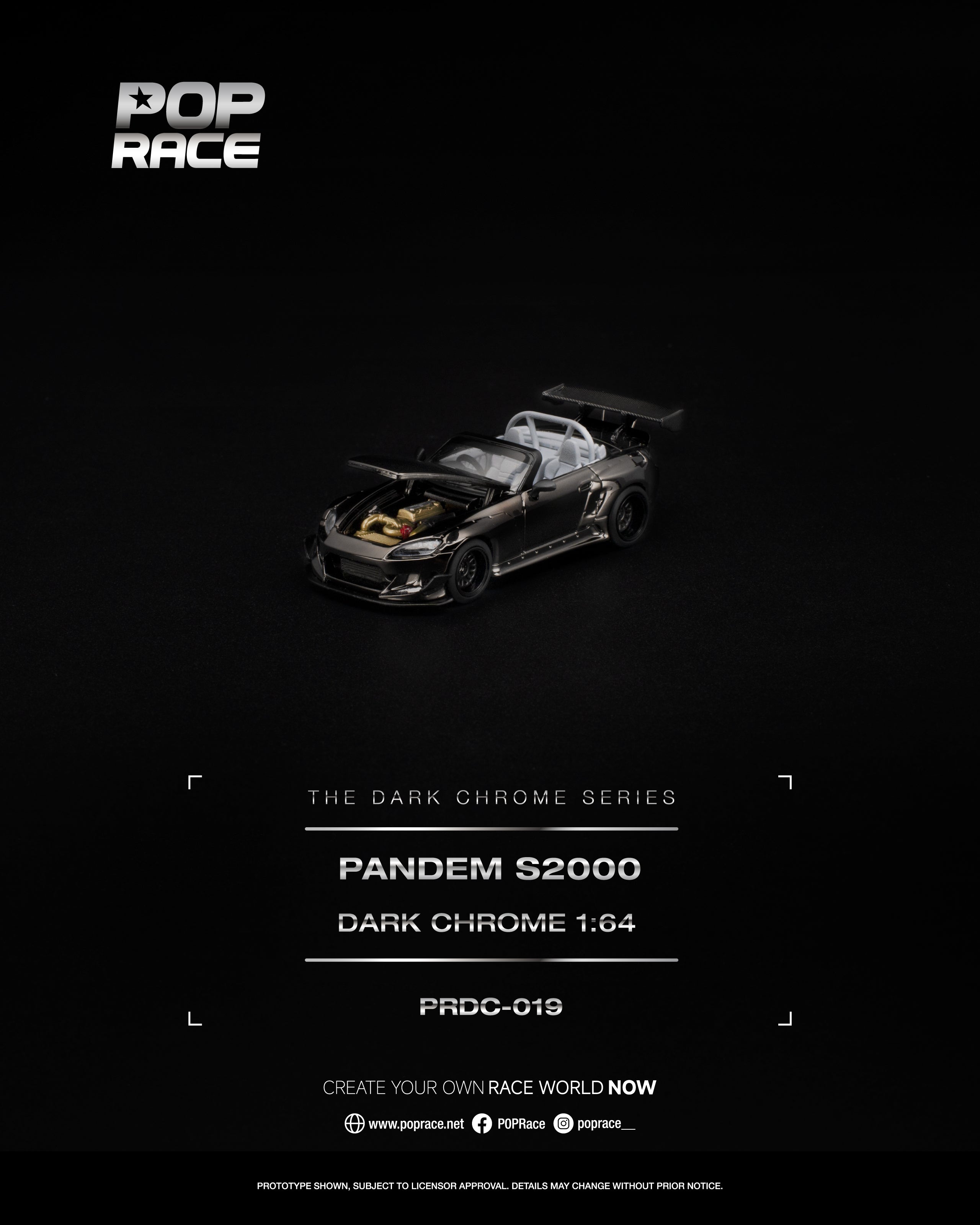 POP RACE 1/64 PANDEM S2000 DARK CHROME