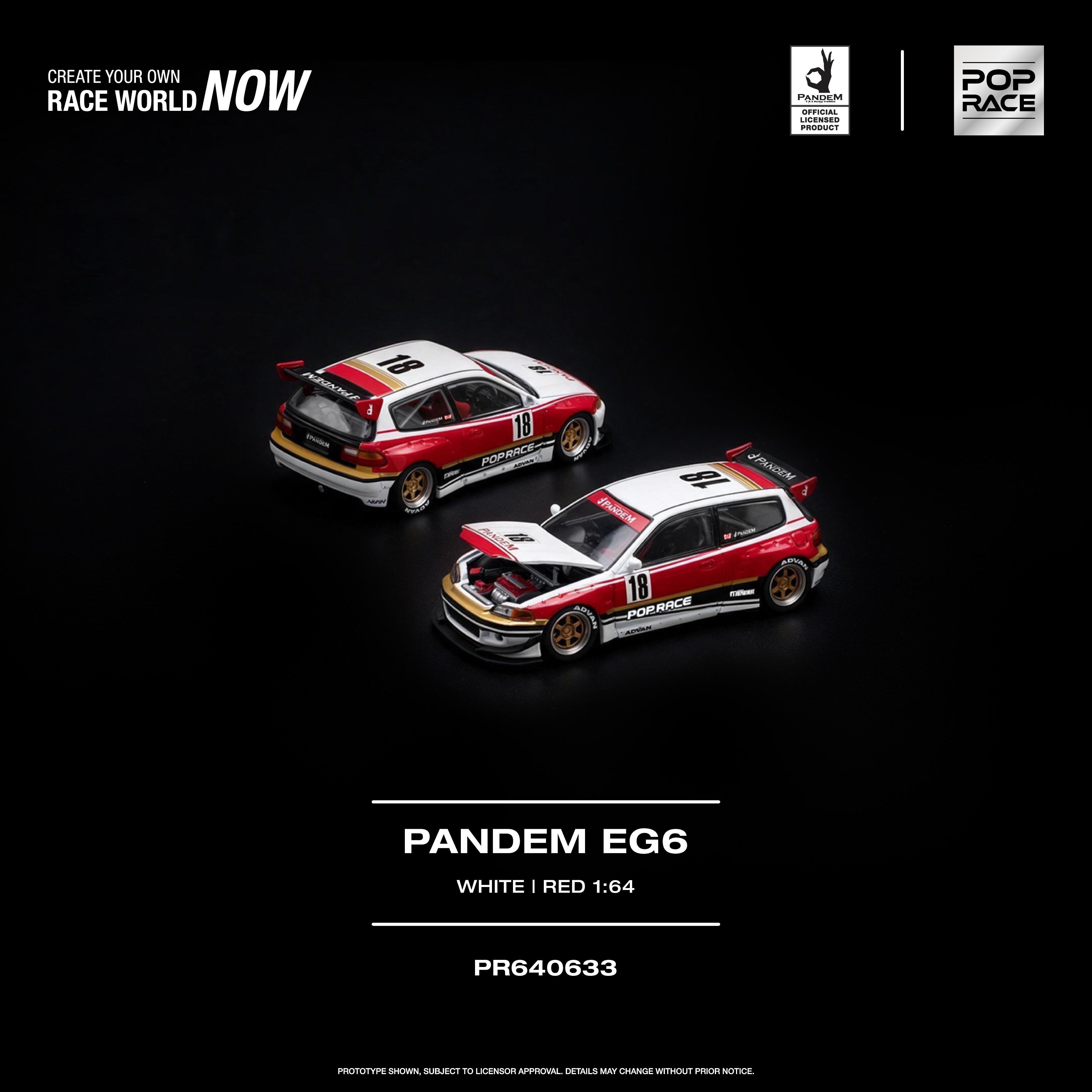 POP RACE 1/64 - PANDEM EG6 WHITE/RED