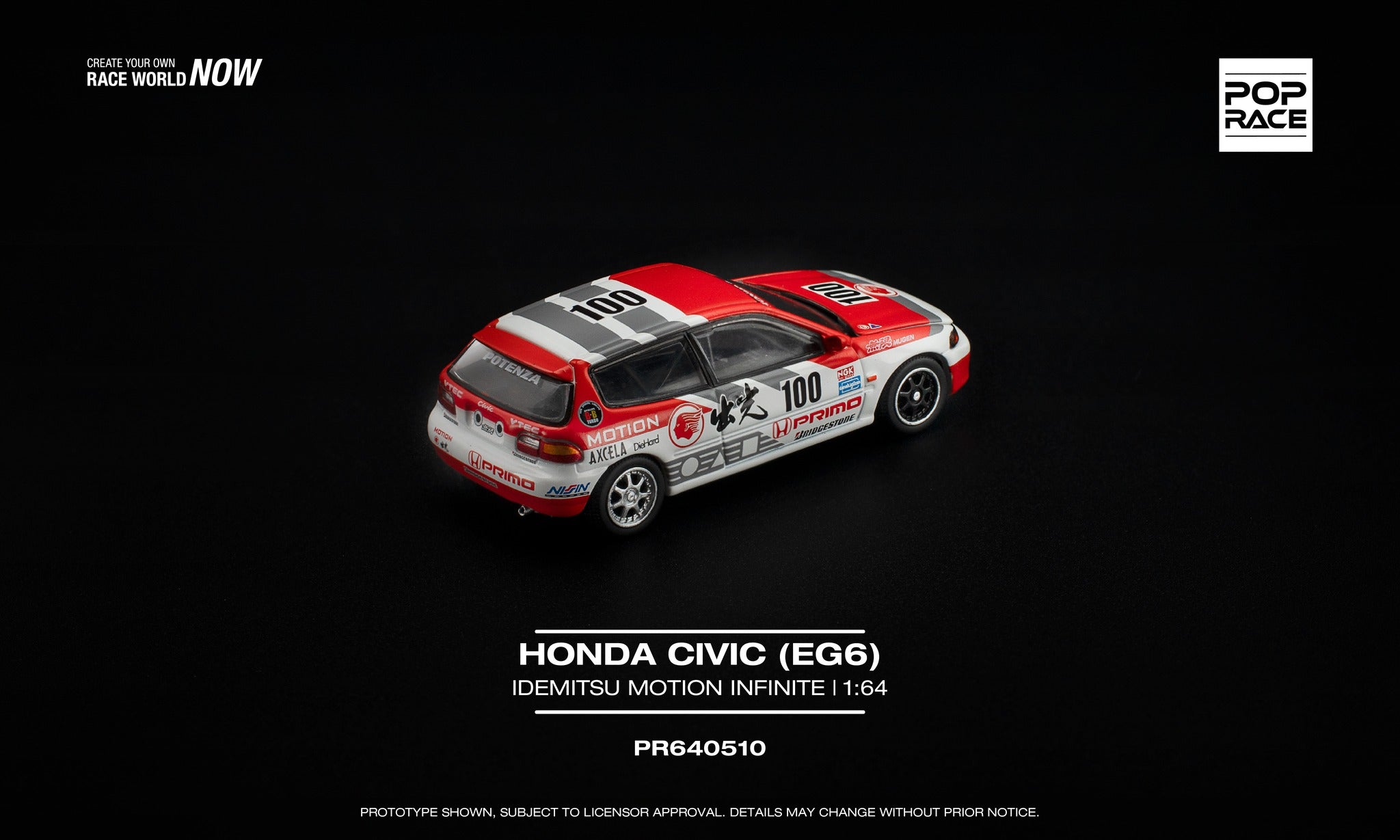 POP RACE 1/64- HONDA CIVIC (EG6) IDEMITSU MOTION INFINITE