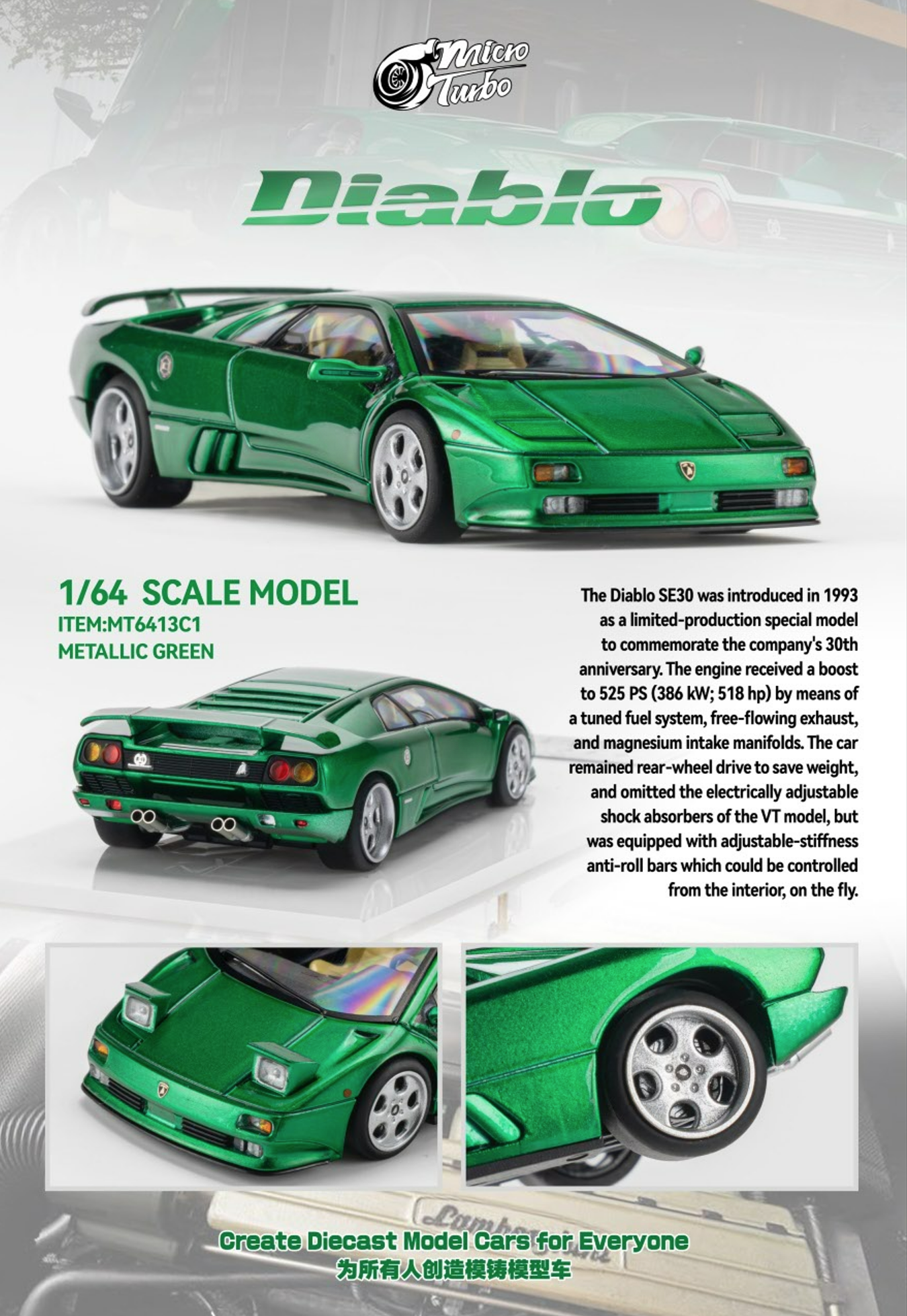 MicroTurbo MT 1:64 Alloy Model! Diablo (Ghoul) SE30
