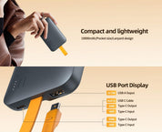 VOLTME HYPERCORE 10K SLING 内置 USB-C 数据线 22.5W | 深蓝色