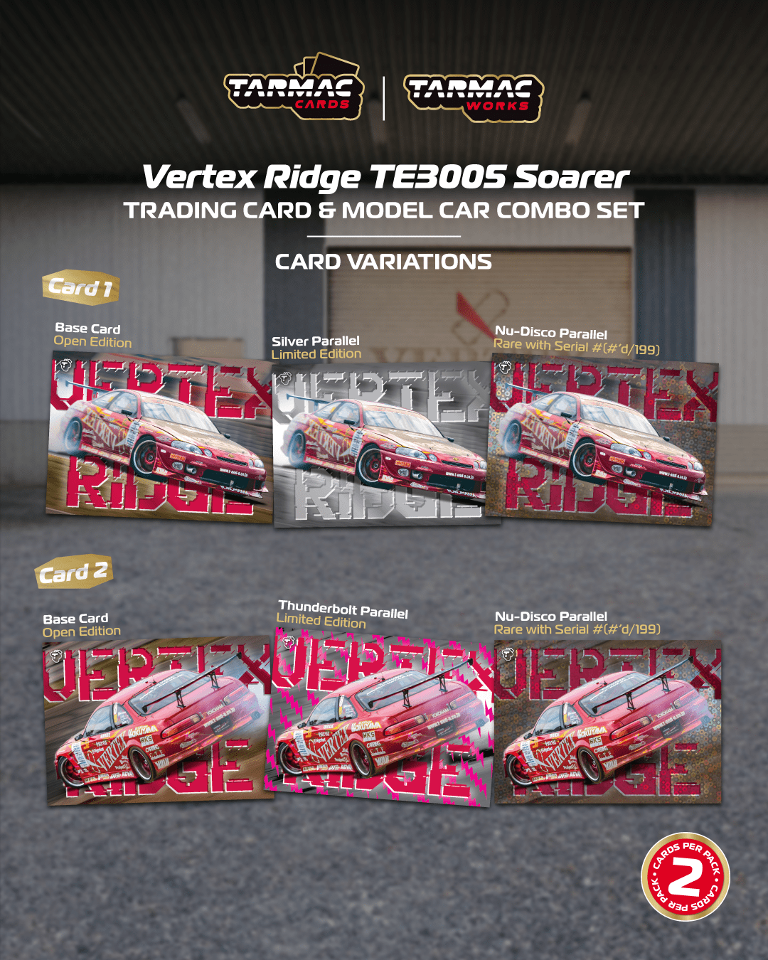 Tarmac Works - Vertex Ridge TE3005 Soarer Model Car + Trading Cards Combo Set