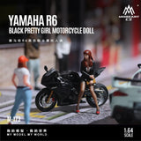 Huiyi MoreArt 1:64 Yamaha R6 Black Lady Motorcycle Figure, Realistic Resin Model