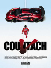 TimeMicro × PSC DESIGN - 1/64 Countach “V” 猩红康塔什“V” 合金汽车模型