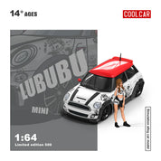 CC 1:64 宝马MINI COOPER LUBUBU彩绘仿真合金汽车模型