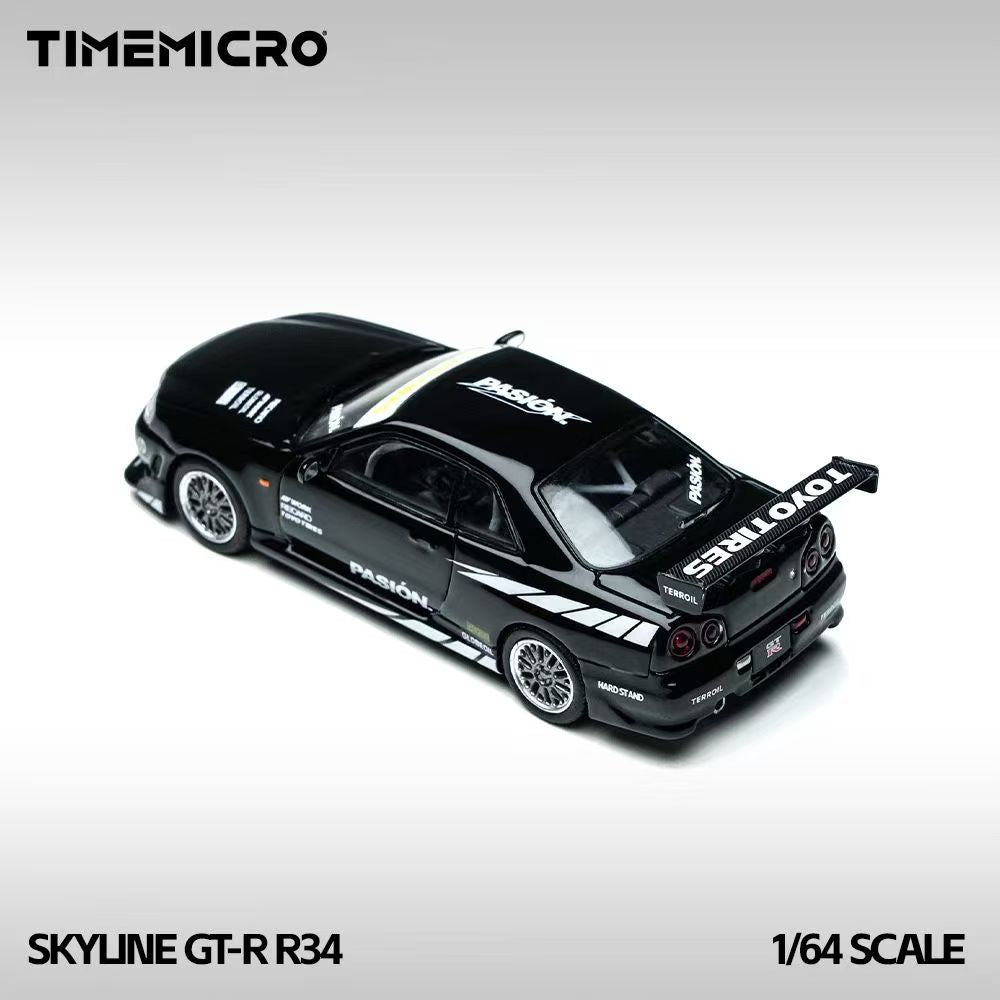TimeMicro 1:64 Skyline GT-R R34 "Pasión" Black