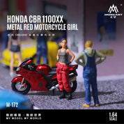 Moreart 1:64 本田CBR1100XX 金属红色摩托车女郎仿真树脂模型