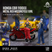 Moreart 1:64 本田CBR1100XX 金属红色摩托车女郎仿真树脂模型