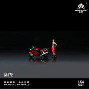 Moreart 1:64 本田CBR1100XX 金属红色摩托车女郎仿真树脂模型