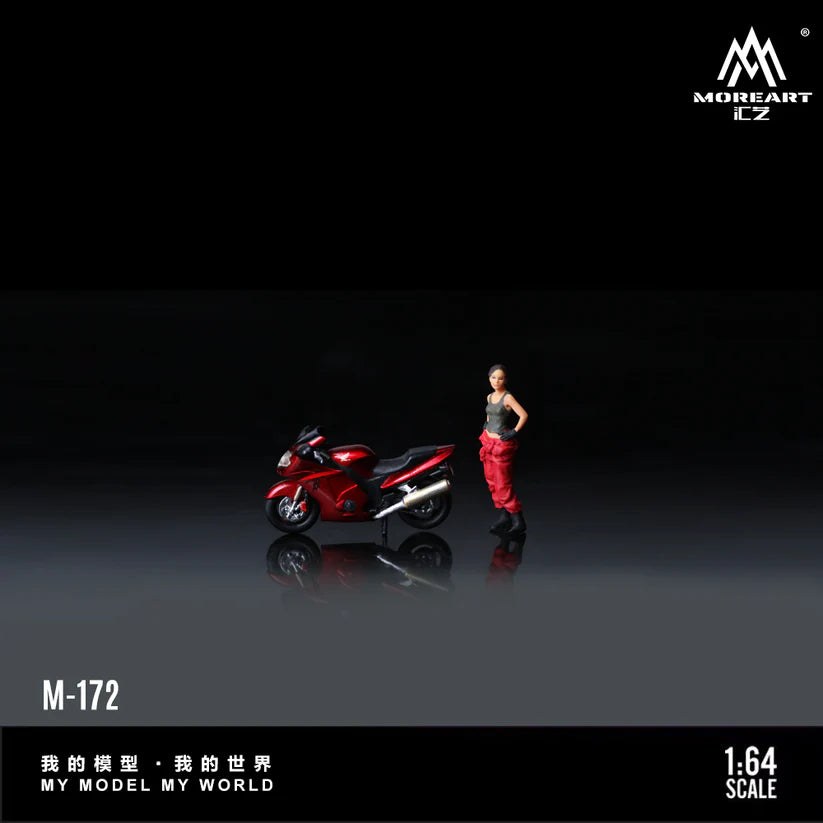 Moreart 1:64 Honda CBR1100XX Metal Red Motorcycle Girl Simulation Resin model