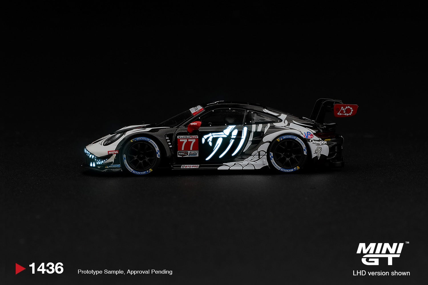 MINIGT 1/64 Porsche 911 GT3 R (992) #77 AO Racing "Skeleton Rexy" 2026 IMSA Petit Le Mans
