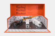 GCD 1:64 Mitsubishi Fuso Super Great Transport LBWK 3 trucks set special edition + 1 X Chase sport car included