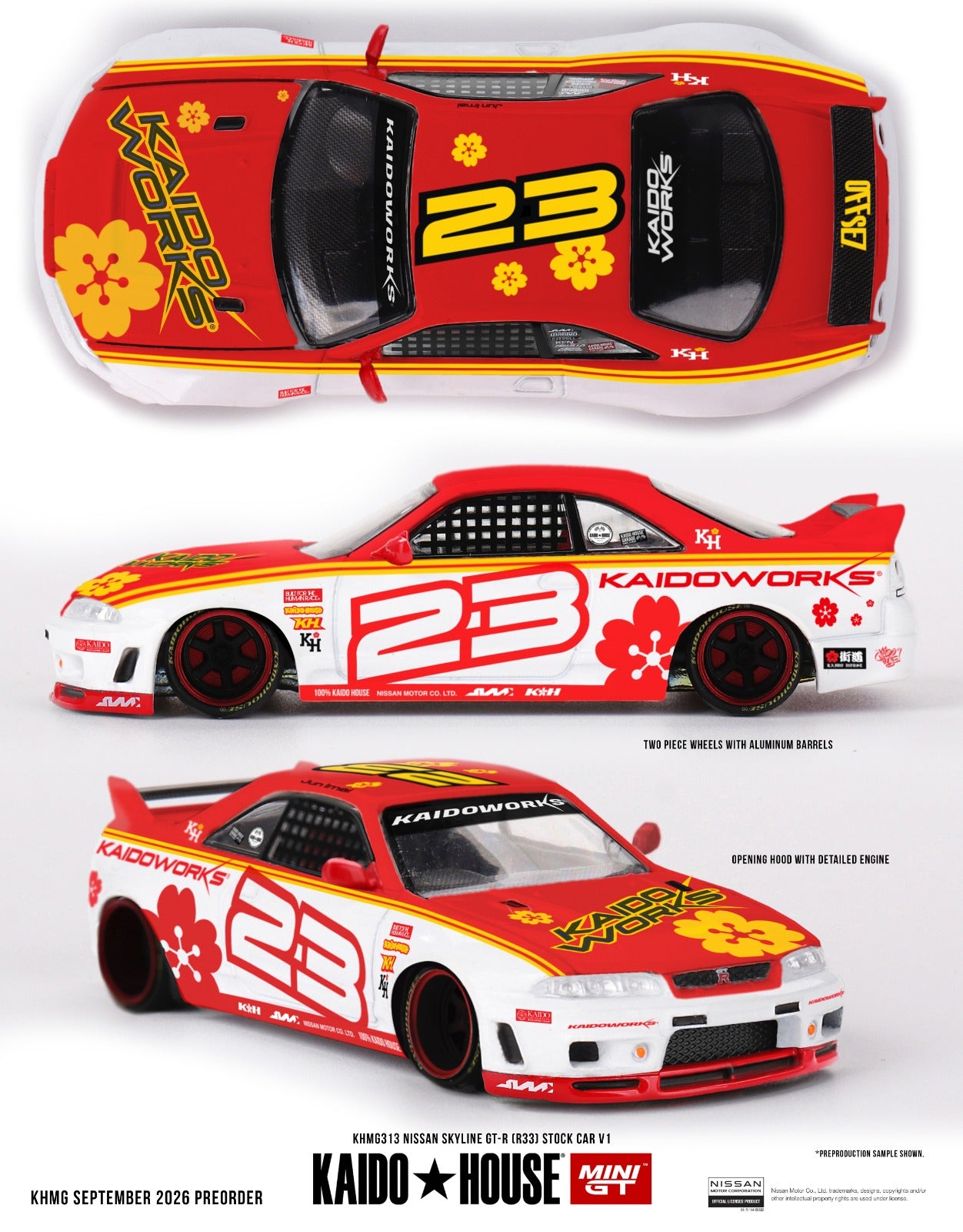 KAIDO HOUSE X MINI GT 1/64 Nissan Skyline GT-R (R33) Kaido Stock Car V1